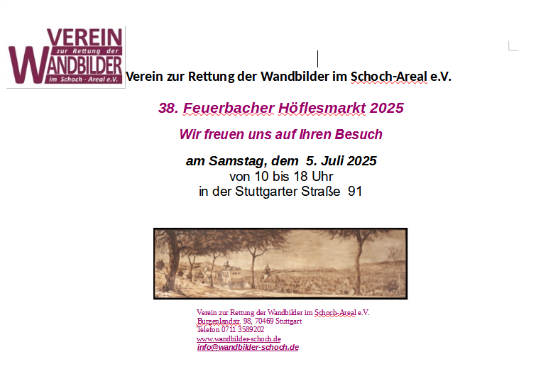Einladung zum Feuerbacher Höflesmarkt 2025